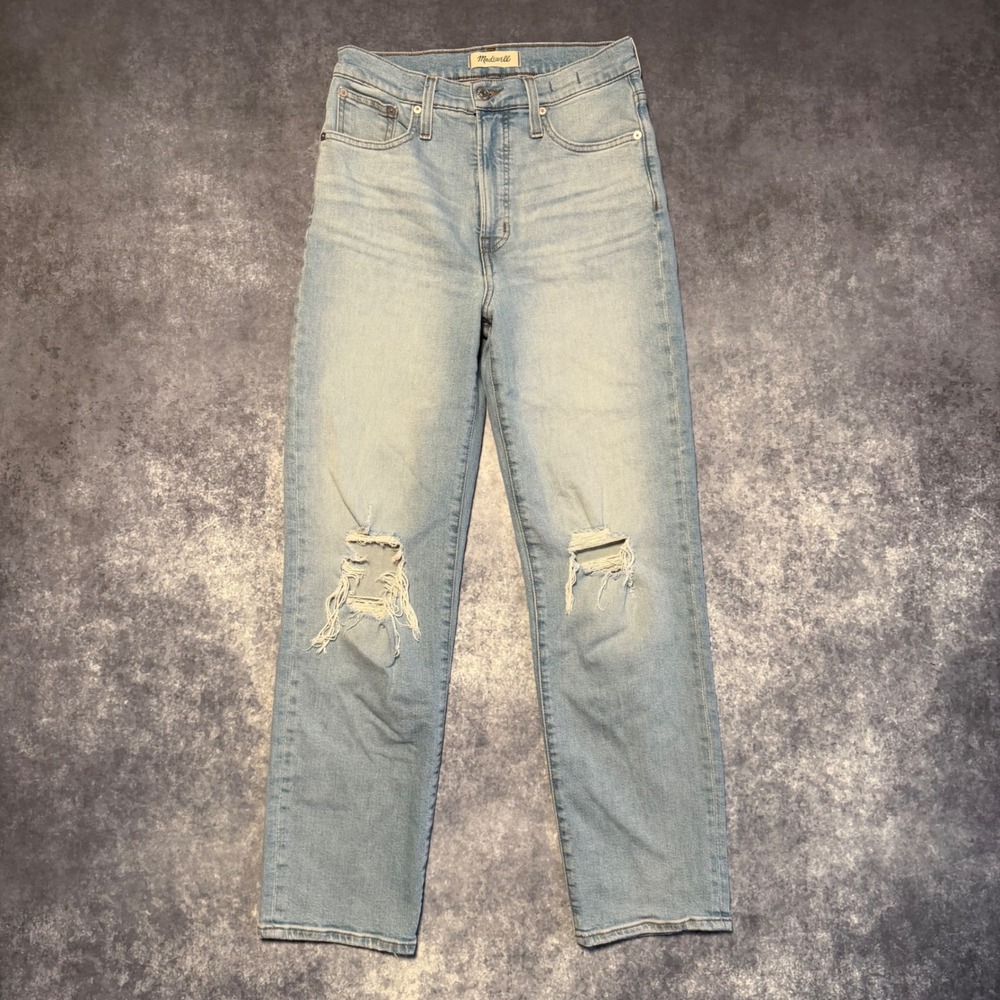 Madewell The Perfect Vintage Straight Jean Light Wash Distressed Size 26